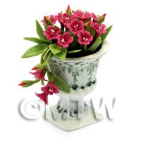 Dolls House Miniature Pale Red Flowers In an Urn 
