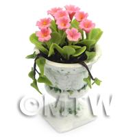 Dolls House Miniature Pink Flowers In an Urn 