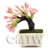 Dolls House Miniature Pink Flower Bonsai Tree 