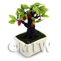 Dolls House Miniature Red Fruit Bonsai Tree 