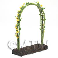Yellow English Climbing Roses On A Miniature Wire Arch 