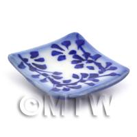 Dolls House Miniature 29mm Blue Spotted Square Plate