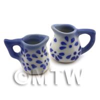 Dolls House Miniature Mixed Style Blue Spotted Jug Set