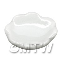 17mm Dolls House Miniature White Glazed Ceramic Scalloped Edge Plate