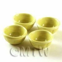 4 Dolls House Miniature Yellow 24mm Bowls