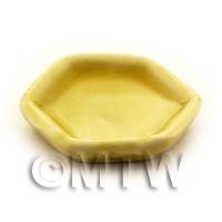 17mm Dolls House Miniature Yellow Glazed Ceramic Hexagonal Plate
