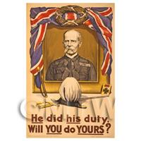 He Did His Duty - Miniature WWI Poster