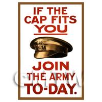 If The Cap Fits You Join The Army - Miniature Dollshouse WWI Poster