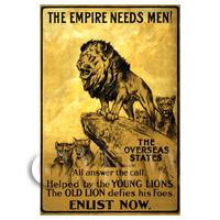 The Empire Needs Men - Miniature WWI Poster