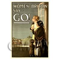 Woman Of Britain Say Go! - Miniature WWI Poster