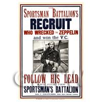 Sportsman Battalions Recruit - Miniature WWI Poster