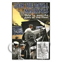Join The Royal Marines - Miniature Dollshouse WWI Poster