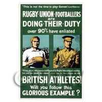 Rugby Union Footballers - Miniature WWI Poster