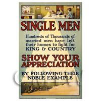 Single Men - King And Country - Miniature WWI Poster