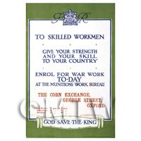 Skilled Workmen Gie Your Strength- Miniature Dollshouse WWI Poster