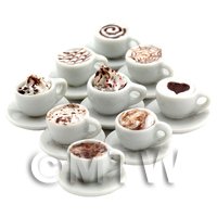 Dolls House Miniature Set Of 9 Handmade Premium Mixed Coffees