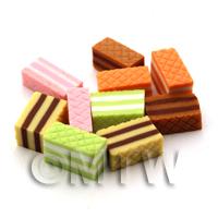 10 Dolls House Miniature Mixed Coloured Wafers