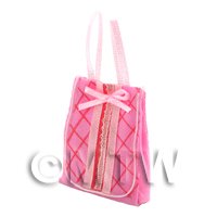 Dolls House Miniature Pink Fabric Shopping Bag