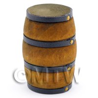 Dolls House Miniature Old Style Brown Strapped Barrel