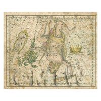 Dolls House Miniature Aged 1800s Star Map With Hercules And Lyra 