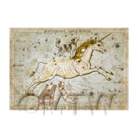 Dolls House Miniature Aged 1820s Star Map Depicting Monoceros
