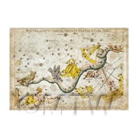 Dolls House Miniature Aged 1820s Star Map Depicting Southern Skys