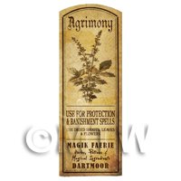 Dolls House Herbalist/Apothecary Agrimony Herb Long Sepia Label