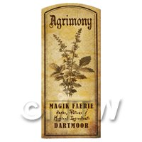 Dolls House Herbalist/Apothecary Agrimony Herb Short Sepia Label