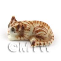 Dolls House Miniature Ceramic Brown Tabby Cat 