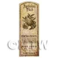 Dolls House Herbalist/Apothecary Amboina Pitch Herb Long Sepia Label