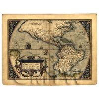 Dolls House Miniature Old Map Of The Americas From Late 1500s