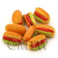 Dolls House Miniature Hot Dog And Lettuce In A Bun with Ketchup
