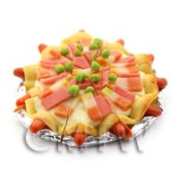 Dolls House Miniature Ham And Bacon Topped Sausage Crust Pizza 
