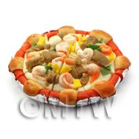 Dolls House Miniature Spicy Beef and Prawn Pizza With Sausage Crust