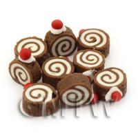 Dolls House Miniature Cherry Topped Chocolate Roulade