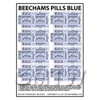 Dolls House Miniature sheet of 8 Blue Victorian Beechams Pills Box