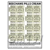 Dolls House Miniature sheet of 8 Cream Victorian Beechams Pills Box