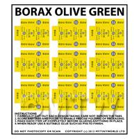 Dolls House Miniature Sheet of 9 Borax Olive Green Soap Boxes