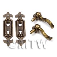 DHM Antique Brass Lever Door Handle And Plate