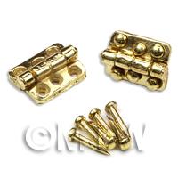 2x DHM Brass 6 hole Hinges With 12 screws