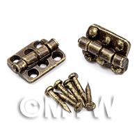 2x DHM Antique Brass 6 hole Hinges With 12 screws