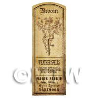 Dolls House Herbalist/Apothecary Broom Plant Herb Long Sepia Label