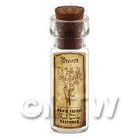 Dolls House Apothecary Broom Herb Short Sepia Label And Bottle