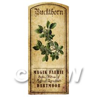 Dolls House Herbalist/Apothecary Buckthorn Herb Short Colour Label