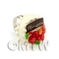 Dolls House Miniature Handmade Adjustable White Cake Ring 