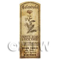1/12th scale - Dolls House Herbalist/Apothecary Celendula Plant Herb Long Sepia Label