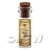 Dolls House Apothecary Calendula Herb Short Sepia Label And Bottle