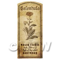 Dolls House Herbalist/Apothecary Calendula Herb Short Sepia Label