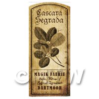 Dolls House Herbalist/Apothecary Cascara Segrada Herb Short Sepia Label