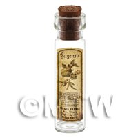 Dolls House Apothecary Cayenne Herb Long Sepia Label And Bottle